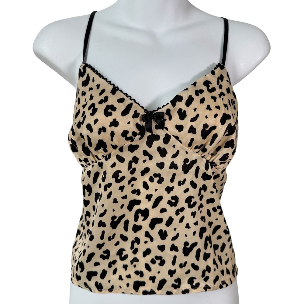Y2K Womens Cheetah Print Camisole Top Medium Coquette Indie Sleeze Mob Wife Club